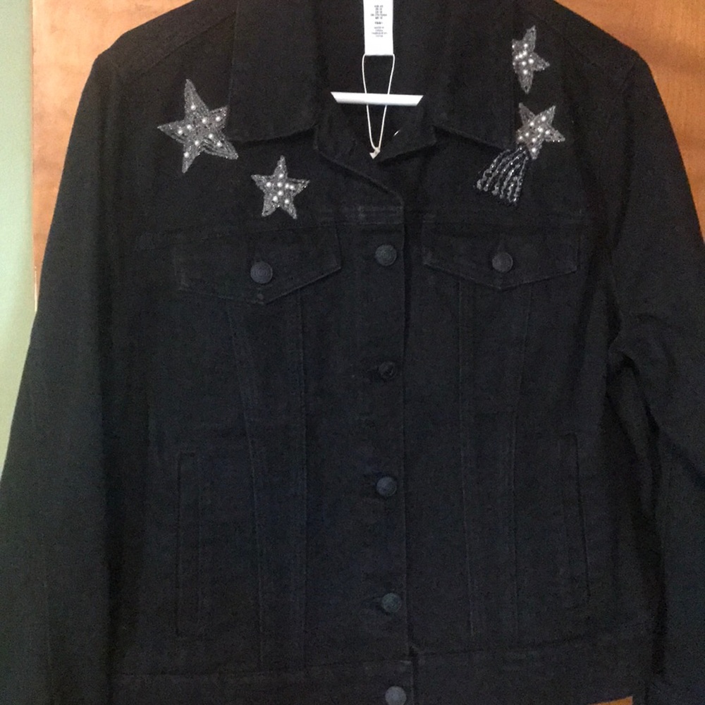 denim jacket with beaded design